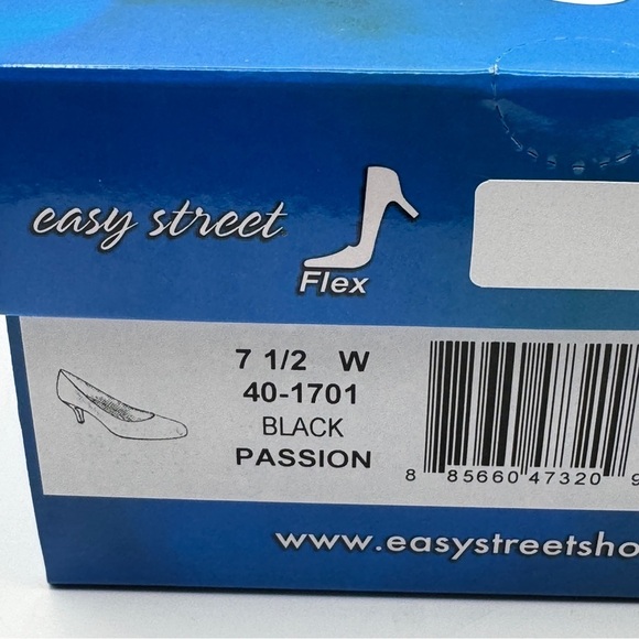 Easy Street Passion Black Kitten Heel Pumps 7.5W - Picture 8 of 8